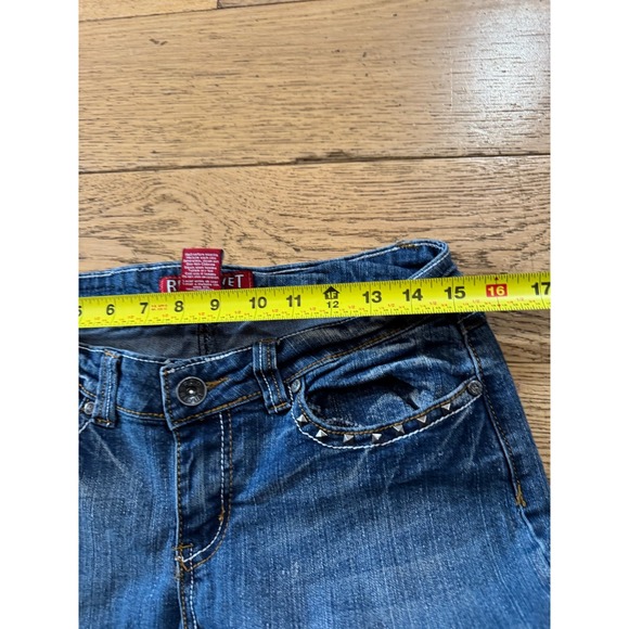 RED‎ RIVET Women's Blue Denim Flare Jeans Stud Embellished Pockets Size 9 - Picture 9 of 10